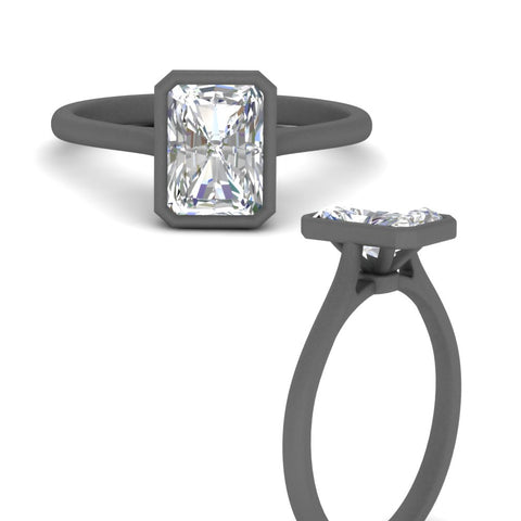 Radiant Cut Petite Bezel Solitaire Engagement Ring