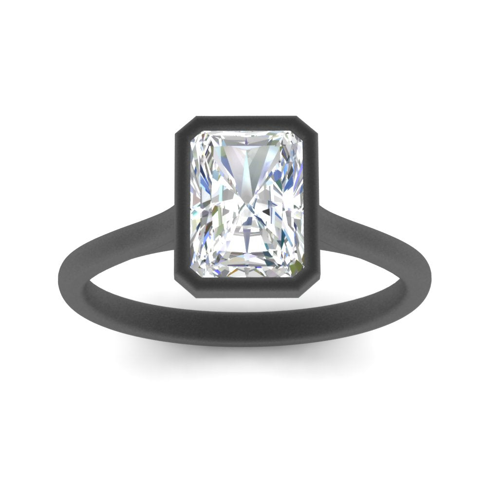 Radiant Cut Petite Bezel Solitaire Engagement Ring