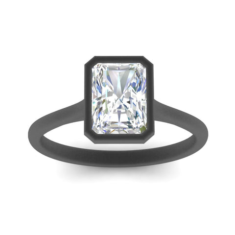Radiant Cut Petite Bezel Solitaire Engagement Ring