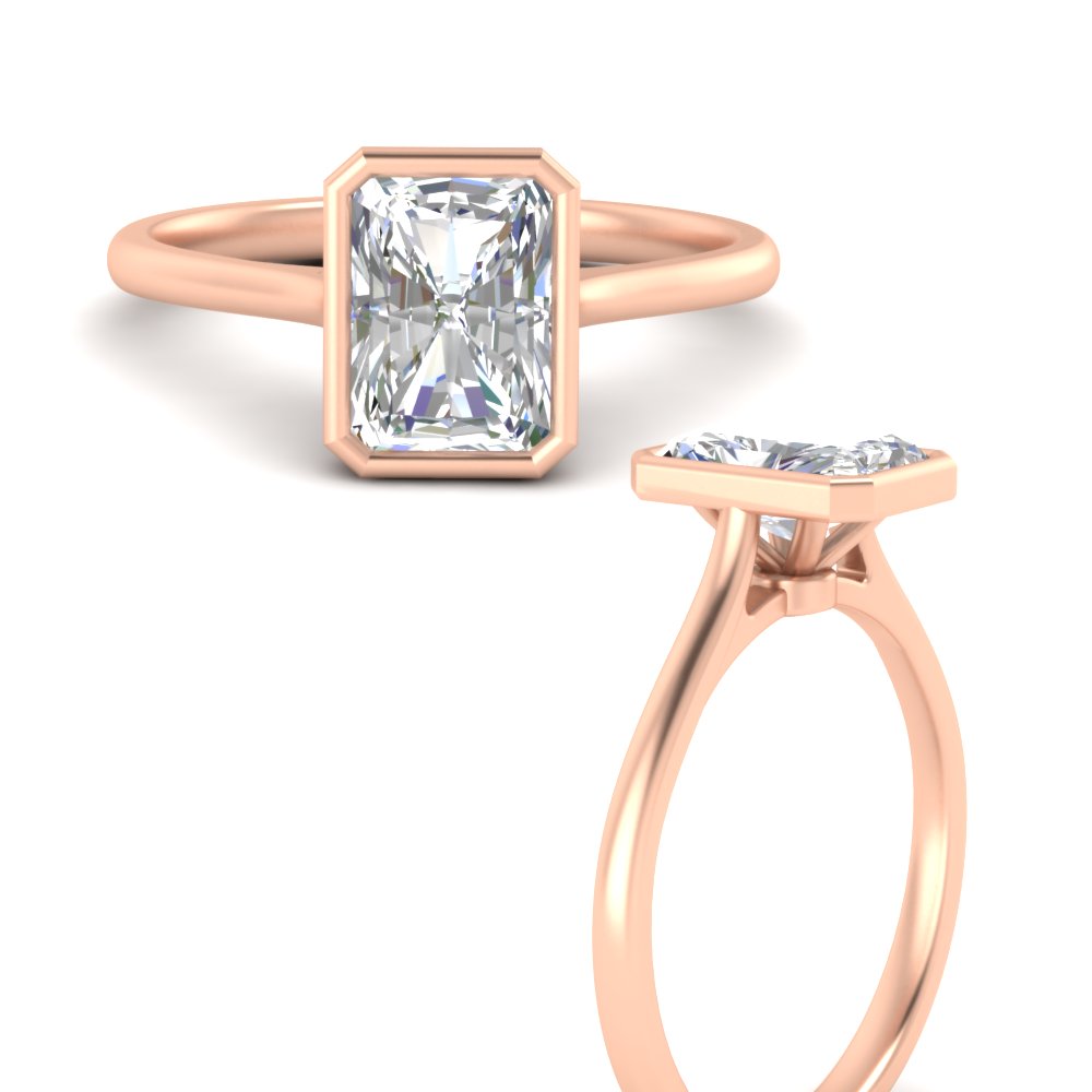 Radiant Cut Petite Bezel Solitaire Engagement Ring