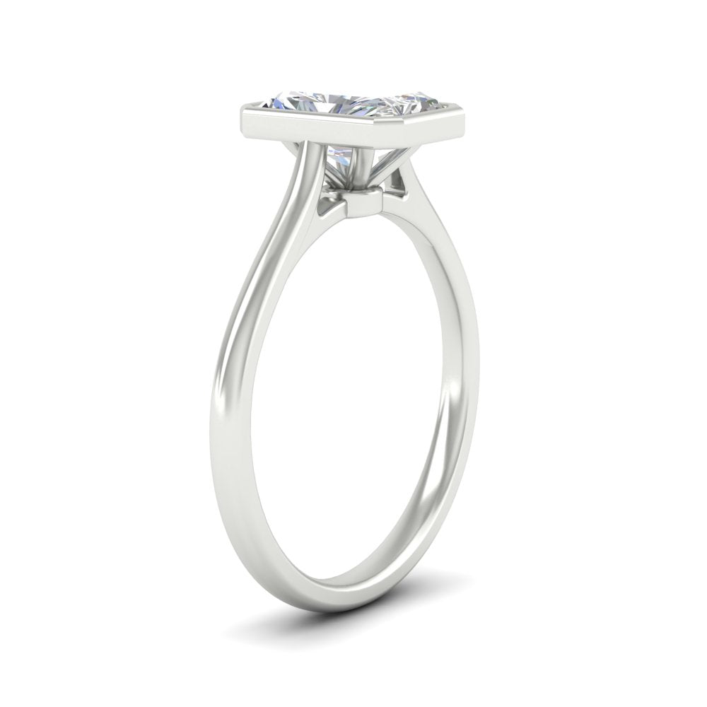 Radiant Cut Petite Bezel Solitaire Engagement Ring