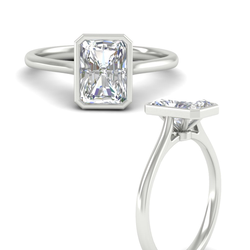 Radiant Cut Petite Bezel Solitaire Engagement Ring