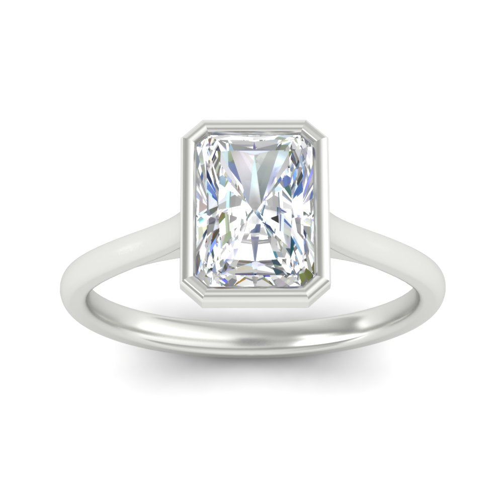 Radiant Cut Petite Bezel Solitaire Engagement Ring