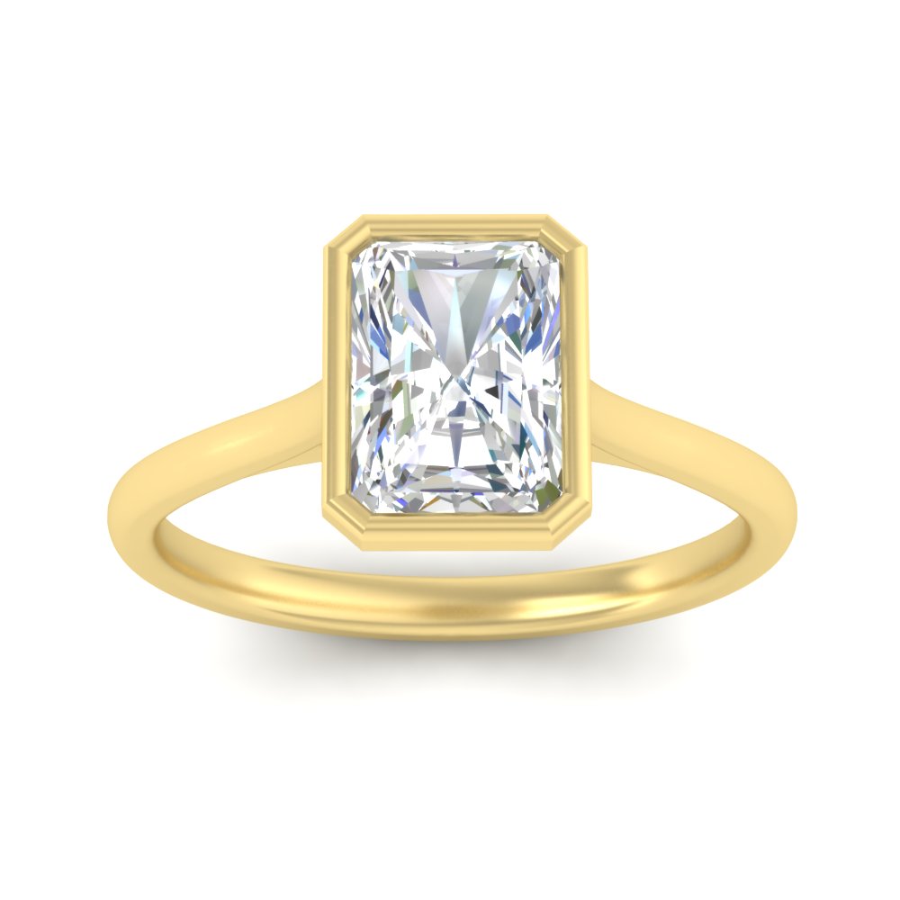 Radiant Cut Petite Bezel Solitaire Engagement Ring