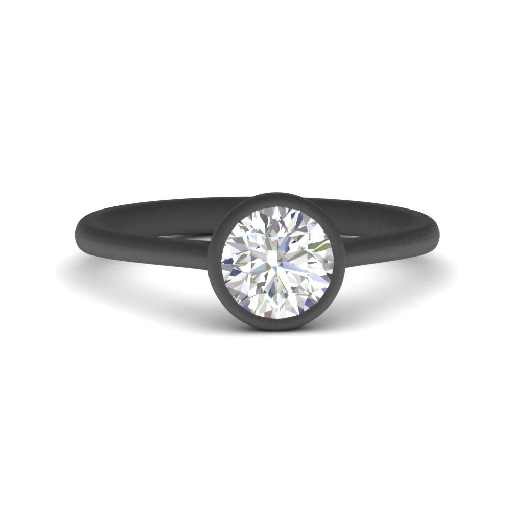 Round Cut Petite Bezel Solitaire Engagement Ring