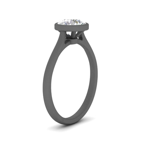 Round Cut Petite Bezel Solitaire Engagement Ring