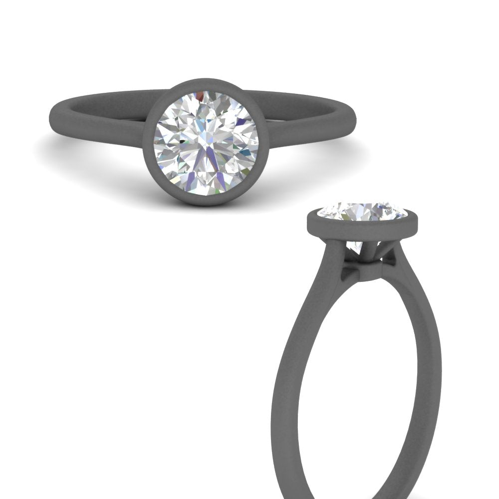 Round Cut Petite Bezel Solitaire Engagement Ring