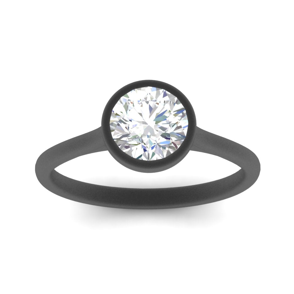 Round Cut Petite Bezel Solitaire Engagement Ring