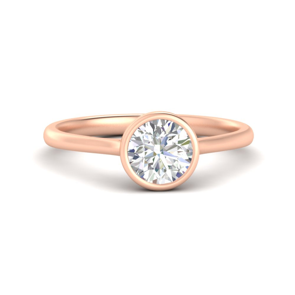 Round Cut Petite Bezel Solitaire Engagement Ring