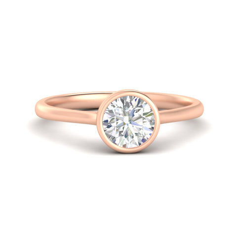 Round Cut Petite Bezel Solitaire Engagement Ring