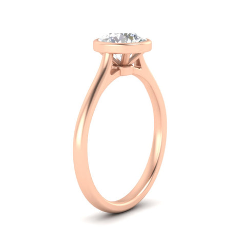 Round Cut Petite Bezel Solitaire Engagement Ring
