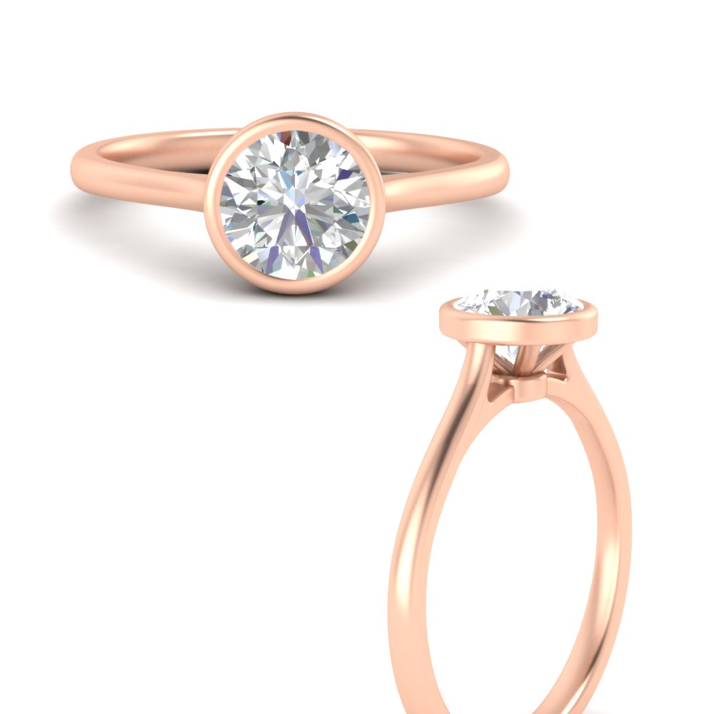 Round Cut Petite Bezel Solitaire Engagement Ring