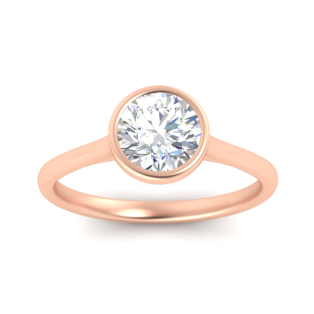Round Cut Petite Bezel Solitaire Engagement Ring