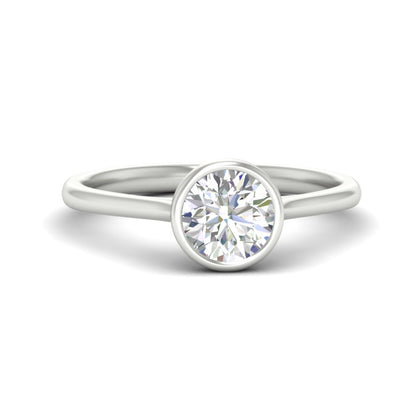 Round Cut Petite Bezel Solitaire Engagement Ring