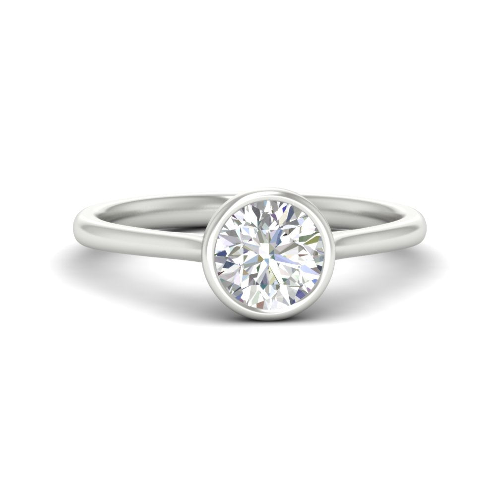 Round Cut Petite Bezel Solitaire Engagement Ring