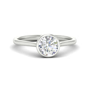 Round Cut Petite Bezel Solitaire Engagement Ring