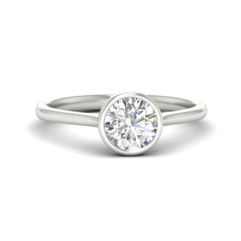 Round Cut Petite Bezel Solitaire Engagement Ring
