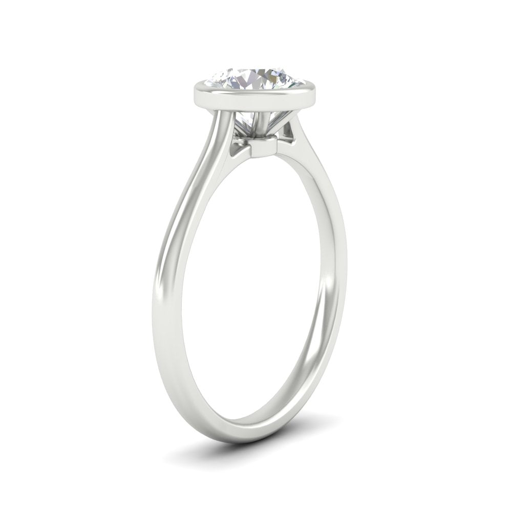 Round Cut Petite Bezel Solitaire Engagement Ring