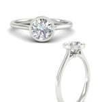 Load image into Gallery viewer, Round Cut Petite Bezel Solitaire Engagement Ring
