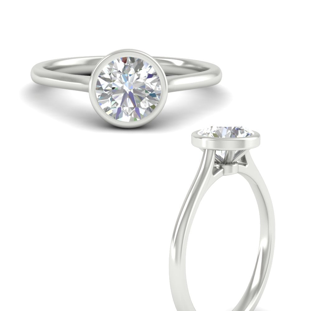 Round Cut Petite Bezel Solitaire Engagement Ring
