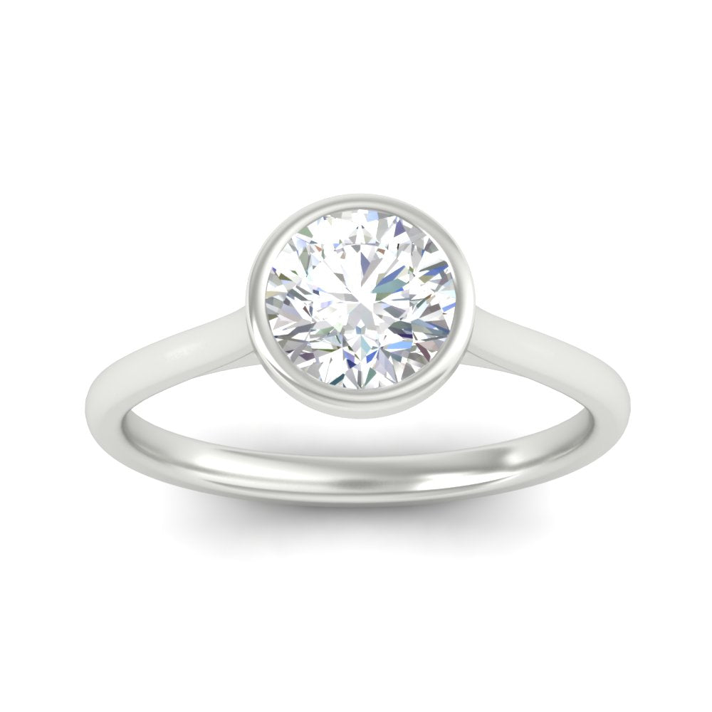 Round Cut Petite Bezel Solitaire Engagement Ring