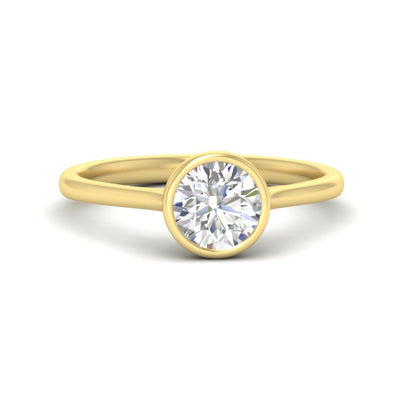Round Cut Petite Bezel Solitaire Engagement Ring