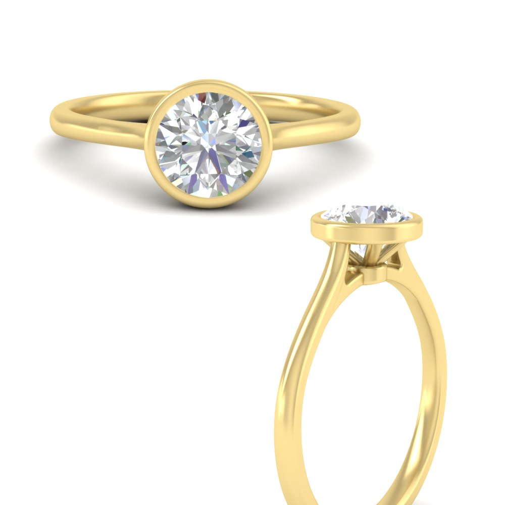 Round Cut Petite Bezel Solitaire Engagement Ring