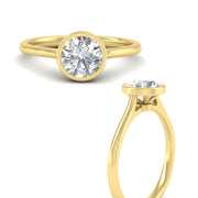 Round Cut Petite Bezel Solitaire Engagement Ring