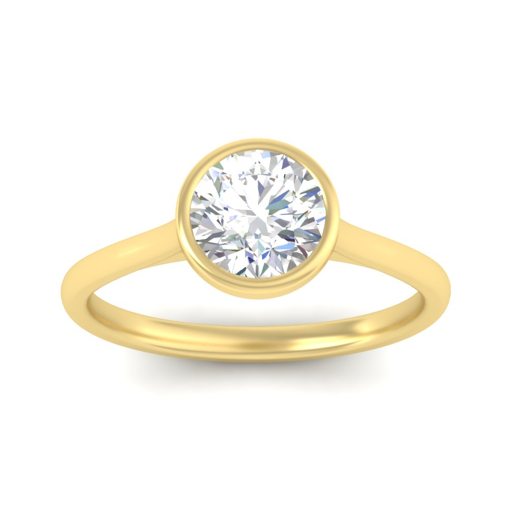 Round Cut Petite Bezel Solitaire Engagement Ring