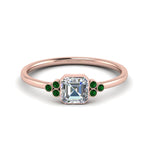 Load image into Gallery viewer, petite-bezel-set-asscher-cut-diamond-engagement-ring-with-emerald-in-rose-gold-FD9175ASRGEMGR-NL-RG
