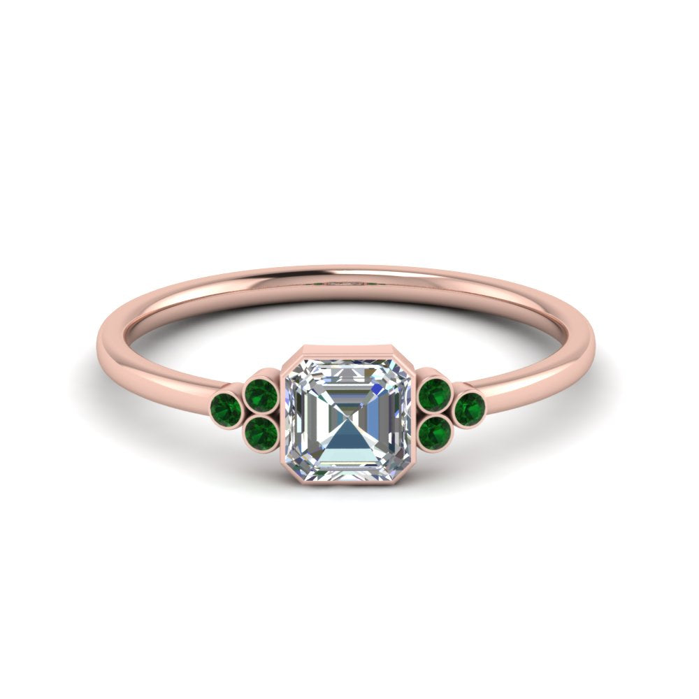 petite-bezel-set-asscher-cut-diamond-engagement-ring-with-emerald-in-rose-gold-FD9175ASRGEMGR-NL-RG