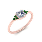 Load image into Gallery viewer, petite-bezel-set-asscher-cut-diamond-engagement-ring-with-emerald-in-rose-gold-FD9175ASRGEMGRANGLE2-NL-RG
