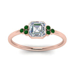 Load image into Gallery viewer, petite-bezel-set-asscher-cut-diamond-engagement-ring-with-emerald-in-rose-gold-FD9175ASRGEMGRANGLE5-NL-RG

