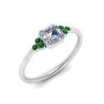 Load image into Gallery viewer, petite-bezel-set-asscher-cut-diamond-engagement-ring-with-emerald-in-white-gold-FD9175ASRGEMGRANGLE2-NL-WG
