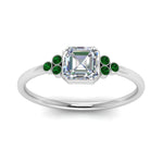 Load image into Gallery viewer, petite-bezel-set-asscher-cut-diamond-engagement-ring-with-emerald-in-white-gold-FD9175ASRGEMGRANGLE5-NL-WG
