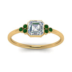 Load image into Gallery viewer, petite-bezel-set-asscher-cut-diamond-engagement-ring-with-emerald-in-yellow-gold-FD9175ASRGEMGRANGLE5-NL-YG
