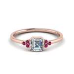 Load image into Gallery viewer, petite-bezel-set-asscher-cut-diamond-engagement-ring-with-pink-sapphire-in-rose-gold-FD9175ASRGSADRPI-NL-RG

