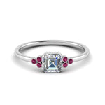 Load image into Gallery viewer, petite-bezel-set-asscher-cut-diamond-engagement-ring-with-pink-sapphire-in-white-gold-FD9175ASRGSADRPI-NL-WG
