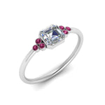 Load image into Gallery viewer, petite-bezel-set-asscher-cut-diamond-engagement-ring-with-pink-sapphire-in-white-gold-FD9175ASRGSADRPIANGLE2-NL-WG
