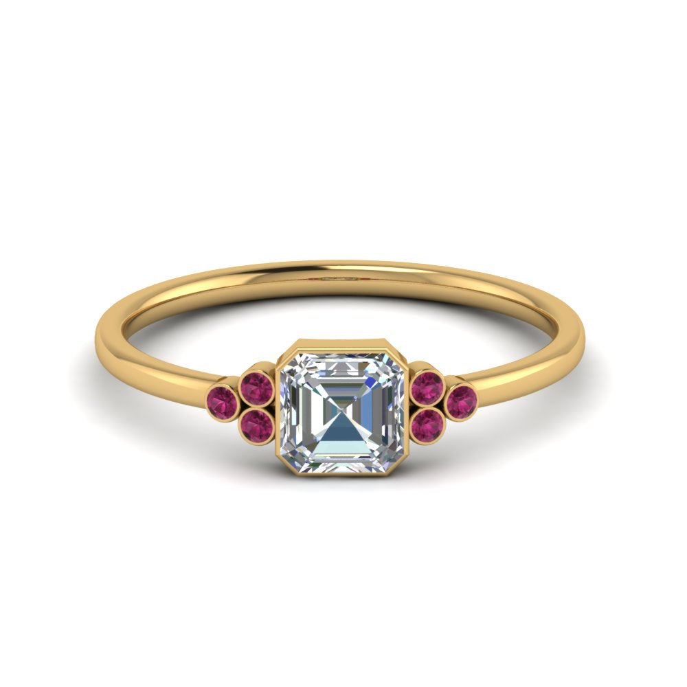 petite-bezel-set-asscher-cut-diamond-engagement-ring-with-pink-sapphire-in-yellow-gold-FD9175ASRGSADRPI-NL-YG