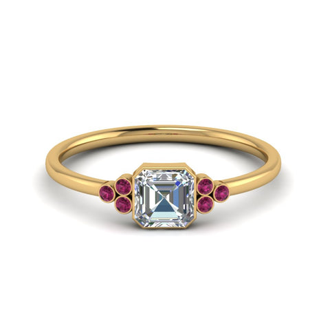 petite-bezel-set-asscher-cut-diamond-engagement-ring-with-pink-sapphire-in-yellow-gold-FD9175ASRGSADRPI-NL-YG