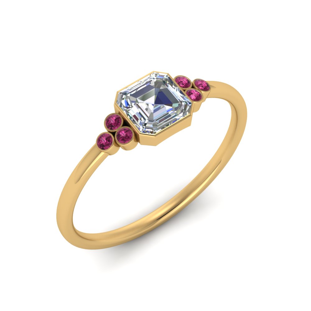 petite-bezel-set-asscher-cut-diamond-engagement-ring-with-pink-sapphire-in-yellow-gold-FD9175ASRGSADRPIANGLE2-NL-YG