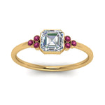 Load image into Gallery viewer, petite-bezel-set-asscher-cut-diamond-engagement-ring-with-pink-sapphire-in-yellow-gold-FD9175ASRGSADRPIANGLE5-NL-YG
