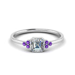 Load image into Gallery viewer, petite-bezel-set-asscher-cut-diamond-engagement-ring-with-purple-topaz-in-white-gold-FD9175ASRGVITO-NL-WG
