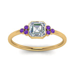 Load image into Gallery viewer, petite-bezel-set-asscher-cut-diamond-engagement-ring-with-purple-topaz-in-yellow-gold-FD9175ASRGVITOANGLE5-NL-YG
