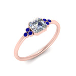 Load image into Gallery viewer, petite-bezel-set-asscher-cut-diamond-engagement-ring-with-sapphire-in-rose-gold-FD9175ASRGSABLANGLE2-NL-RG
