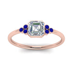 Load image into Gallery viewer, petite-bezel-set-asscher-cut-diamond-engagement-ring-with-sapphire-in-rose-gold-FD9175ASRGSABLANGLE5-NL-RG
