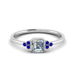 Load image into Gallery viewer, petite-bezel-set-asscher-cut-diamond-engagement-ring-with-sapphire-in-white-gold-FD9175ASRGSABL-NL-WG
