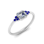 Load image into Gallery viewer, petite-bezel-set-asscher-cut-diamond-engagement-ring-with-sapphire-in-white-gold-FD9175ASRGSABLANGLE2-NL-WG
