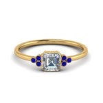 Load image into Gallery viewer, petite-bezel-set-asscher-cut-diamond-engagement-ring-with-sapphire-in-yellow-gold-FD9175ASRGSABL-NL-YG
